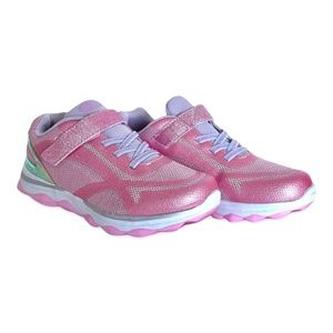 GIRLS ATHLETIC WORKS Size 4 TWINKLE GLITTER SPARKLES PINK RUNNING SNEAKERS